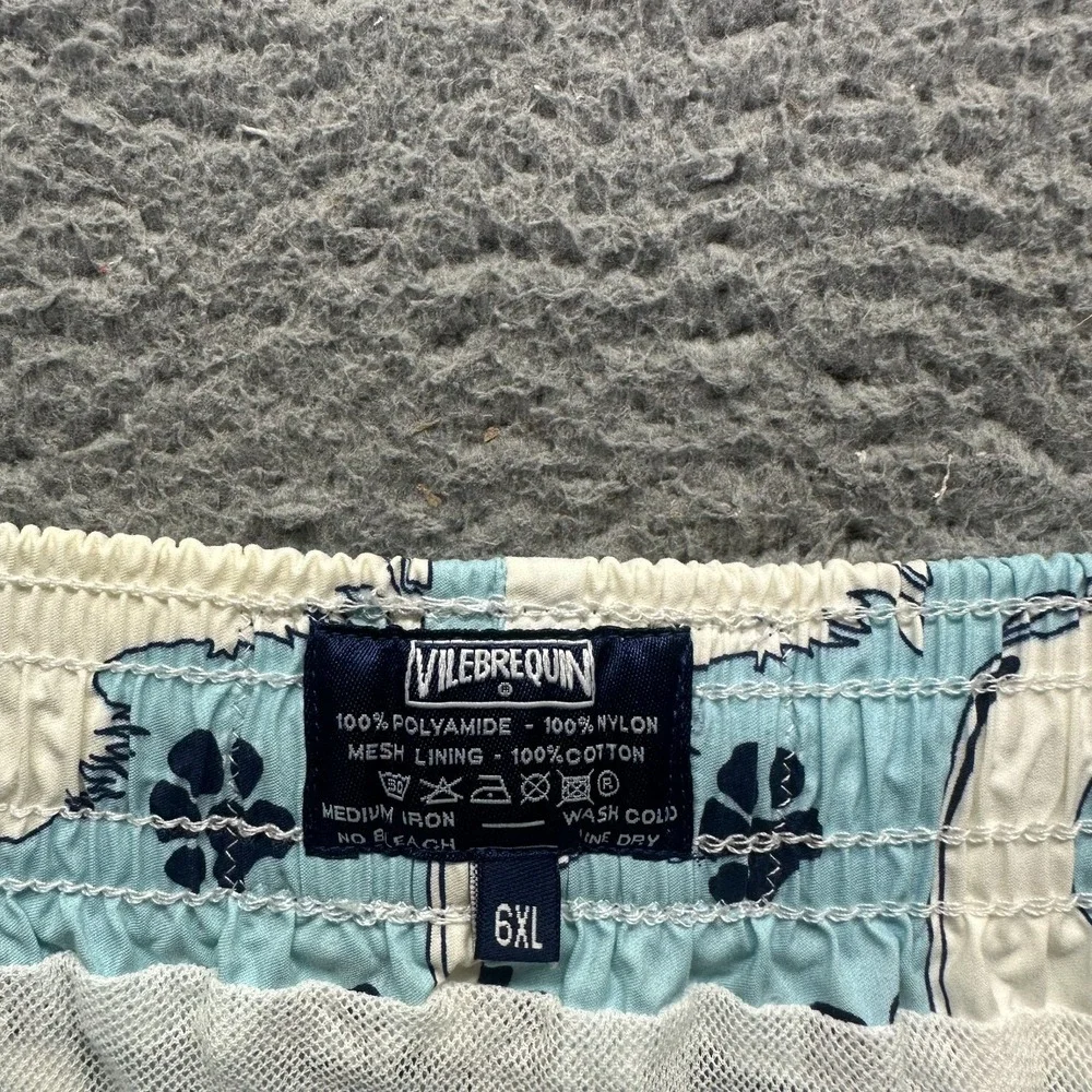 Vilebrequin Board Shorts Men's 6XL Blue Dog Print Nylon Mesh-Lined Swimwear